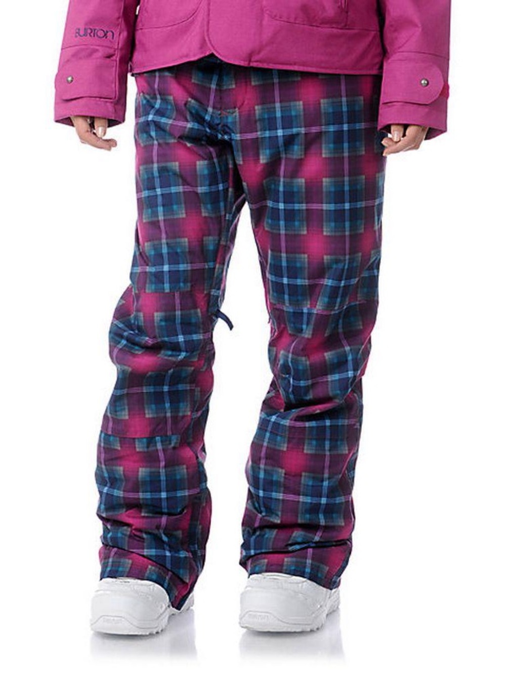 Burton women’s Society  Pink Plaid Snow Pants snowboard ski resort winter XS